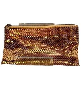 50s WEST GERMANY gold metal mesh clutch handbag great condition with zipper